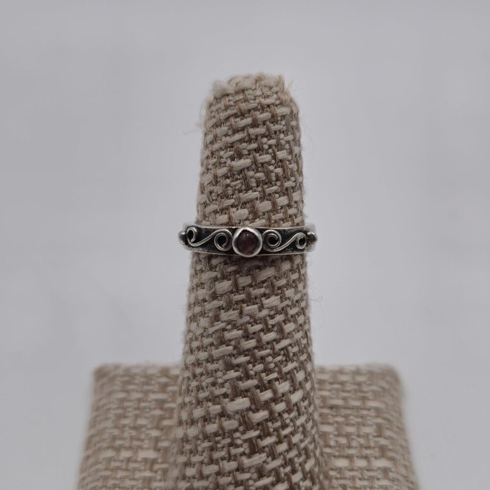 Size 5 Sterling Silver Tarnished Semi Precious Stone Ring A3346
